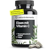 Eisen 20mg (aus Eisenbisglycinat) pro Kapsel – mit 42mg natürlichem Vitamin C – ﻿vegan, ﻿geschmacksneutral – 180...