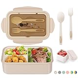 LUZOON Lunchbox Bento Box Brotdose Erwachsene 1400ml mit 3 FäChern für Kinder inkl. Besteck Jausenbox für Mikrowellen Und...